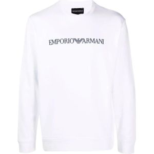 Emporio Armani, Heren, Sweatshirts & Hoodies, Wit, Maat: L Katoen,