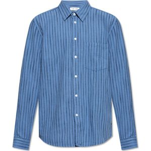 Samsøe Samsøe, Heren, Overhemden, Blauw, Maat: M Katoen,