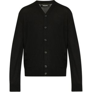 Dsquared2, Heren, Truien, Zwart, Maat: L Wol,