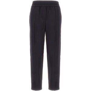 Brunello Cucinelli, Dames, Broeken, Grijs, Maat: S Wol,