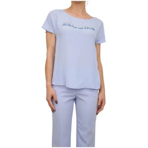 Blugirl, Dames, Tops, Blauw, Maat: M Zijde,