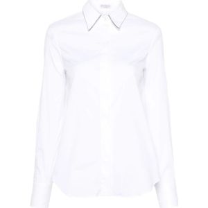 Brunello Cucinelli, Dames, Blouses & Shirts, Wit, Maat: L Katoen,