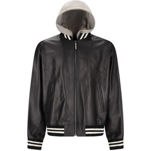 Palm Angels, Heren, Jassen, Zwart, Maat: XL Leer,
