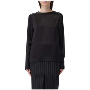 Saint Laurent - Blouse - Zwart - Satijn - Lange Mouwen