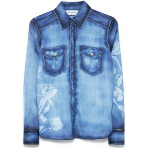 Blugirl, Dames, Blouses & Shirts, Blauw, Maat: XL Denim,