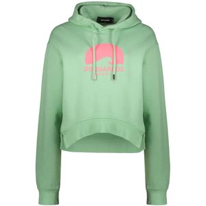 Dsquared2, Dames, Sweatshirts & Hoodies, Groen, Maat: 2XS Katoen,