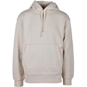 Diesel, Heren, Sweatshirts & Hoodies, Beige, Maat: S Katoen,