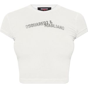 Dsquared2, Dames, Tops, Wit, Maat: L Zijde,