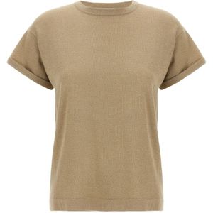 Brunello Cucinelli, Dames, Tops, Beige, Maat: M Kasjmier,