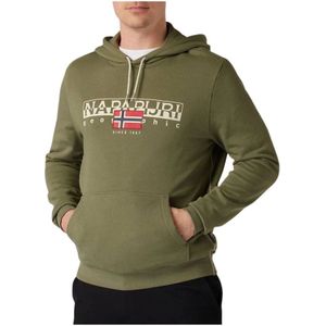 Napapijri, Heren, Sweatshirts & Hoodies, Groen, Maat: L Katoen,