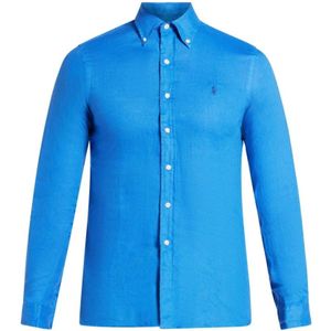 Polo Ralph Lauren, Heren, Overhemden, Blauw, Maat: 2XL Linnen,
