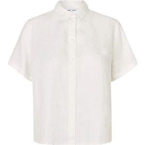 Samsøe Samsøe, Dames, Blouses & Shirts, Wit, Maat: XS Linnen,