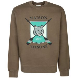 Maison Kitsuné, Heren, Sweatshirts & Hoodies, Groen, Maat: M Katoen,