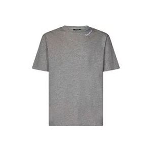 Balmain Grijze Biologisch Katoenen T-Shirt met Geborduurd Logo , Gray , Heren , Maat: L