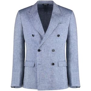Dolce & Gabbana, Heren, Jassen, Blauw, Maat: M Linnen,
