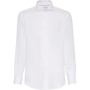 Brunello Cucinelli, Heren, Overhemden, Wit, Maat: M