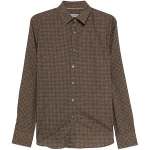Canali, Heren, Overhemden, Bruin, Maat: XL Katoen,