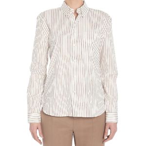 Saint Laurent, Dames, Blouses & Shirts, Beige, Maat: L Katoen,
