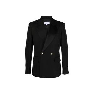 Casablanca Zwarte double-breasted tuxedo blazer van zijdeblend , Black , Heren , Maat: L