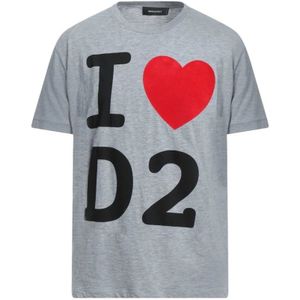 Dsquared2, Heren, Tops, Grijs, Maat: L Katoen,