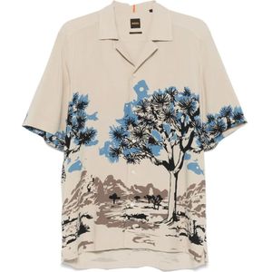 Hugo, Heren, Overhemden, Beige, Maat: M Viscose,