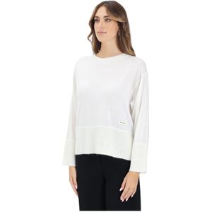 Armani Exchange - Ronde-hals Knitwear - Wit - Dames - 100% Wol
