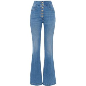 Elisabetta Franchi, Dames, Jeans, Blauw, Maat: W27 Denim,