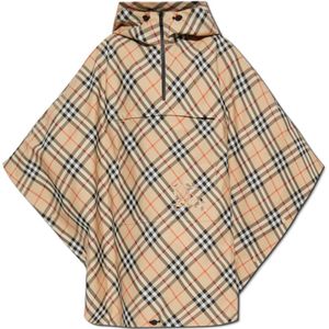 Burberry - Geruite Poncho - Beige Zwart Rood Wit - Polyester