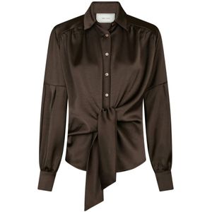 Neo Noir - Blouse - Bruin - Satijn