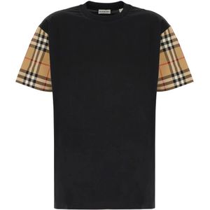 Burberry Casual katoenen T-shirt met elegante afwerking , Black , Dames , Maat: XS