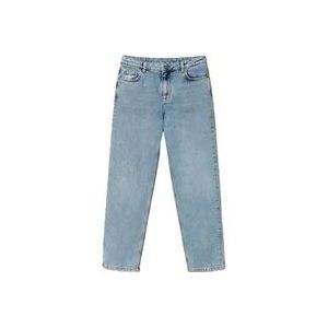 Twinset Hoge taille cropped straight cut jeans , Blue , Dames , Maat: W30