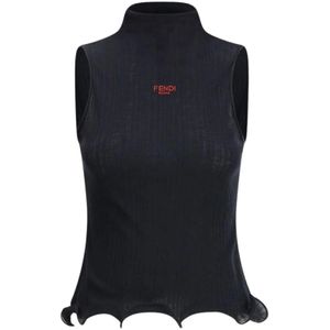 Fendi, Dames, Tops, Zwart, Maat: XS Wol,