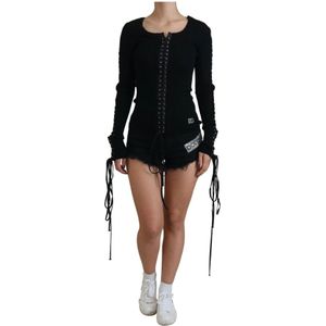 Dolce & Gabbana, Dames, Jurken, Zwart, Maat: XS Wol,