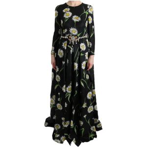 Dolce & Gabbana - A-lijn Jurk - Multicolor - Maxi - Zwarte Achterkant met Zipper