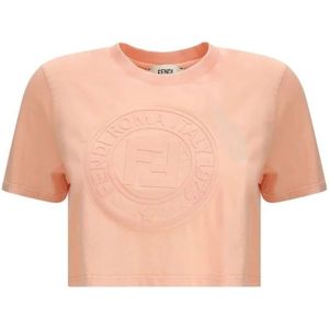 Fendi, Dames, Tops, Roze, Maat: M Katoen,
