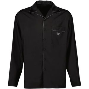 Prada Zijden Klassieke Overhemd Lange Mouw , Black , Heren , Maat: M