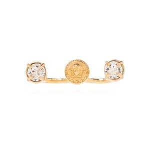 Versace Dubbele ring met kristallen , Yellow , Dames , Maat: M