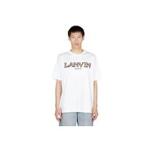 Lanvin Katoenen Crewneck Logo T-Shirt , White , Heren , Maat: M