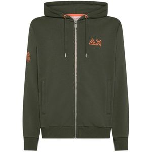 Sun68, Heren, Sweatshirts & Hoodies, Groen, Maat: XL Fleece,