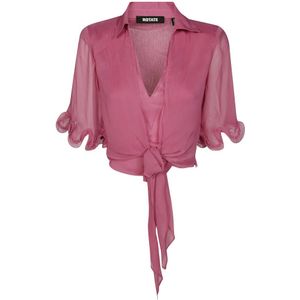 Rotate Birger Christensen, Dames, Blouses & Shirts, Roze, Maat: XS Chiffon,