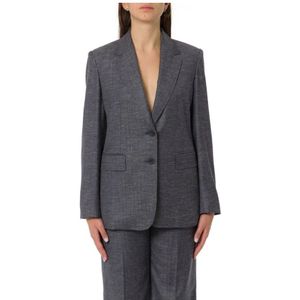 Max Mara Studio, Dames, Jassen, Blauw, Maat: S Leer,