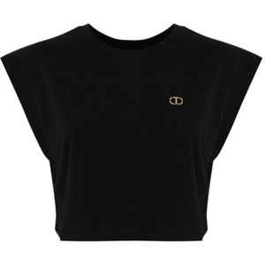 Twinset, Dames, Tops, Zwart, Maat: XS Katoen,