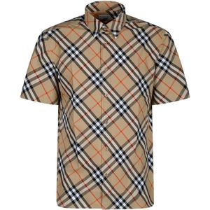 Burberry, Heren, Overhemden, Beige, Maat: M Katoen,