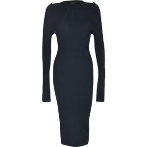 Dondup, Dames, Jurken, Zwart, Maat: L Nylon,