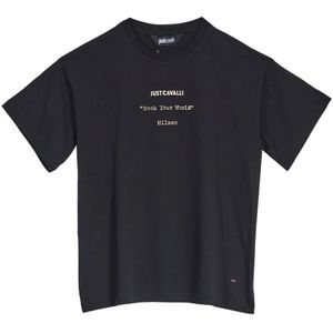 Just Cavalli, Heren, Tops, Zwart, Maat: M Katoen,