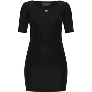 Dsquared2, Dames, Jurken, Zwart, Maat: M Viscose,