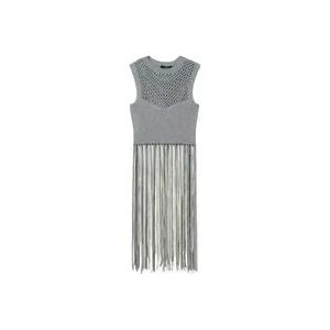 Twinset Lurex Fringe Top , Gray , Dames , Maat: M