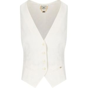 Elisabetta Franchi, Dames, Jassen, Beige, Maat: L Linnen,