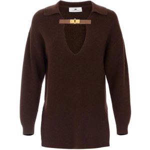 Elisabetta Franchi, Dames, Truien, Bruin, Maat: XS Wol,