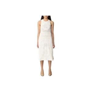 Twinset Delicate gebreide midi-jurk , White , Dames , Maat: XS